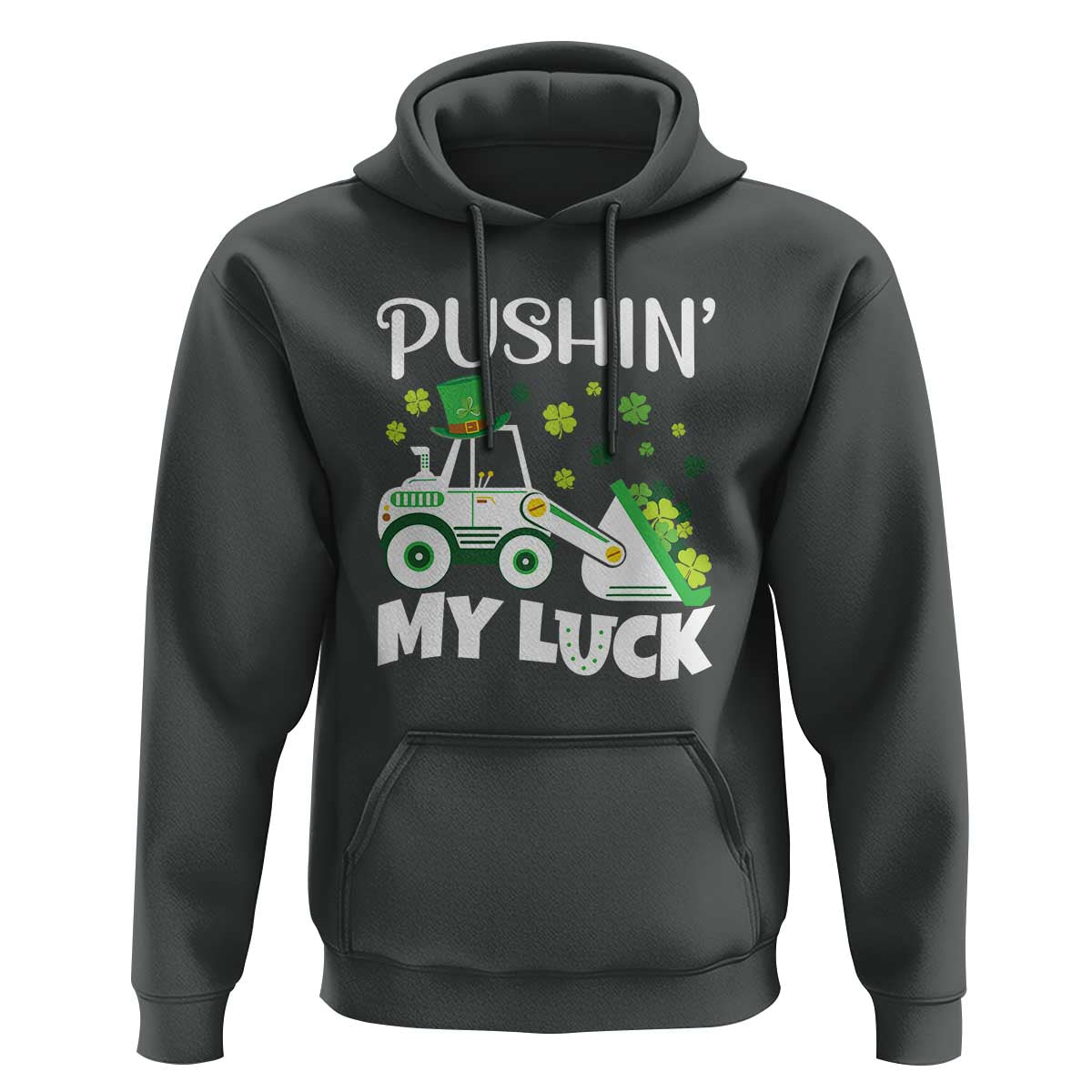St Patricks Day Boys Truck Hoodie Pushing My Luck Tractor Toy Lover