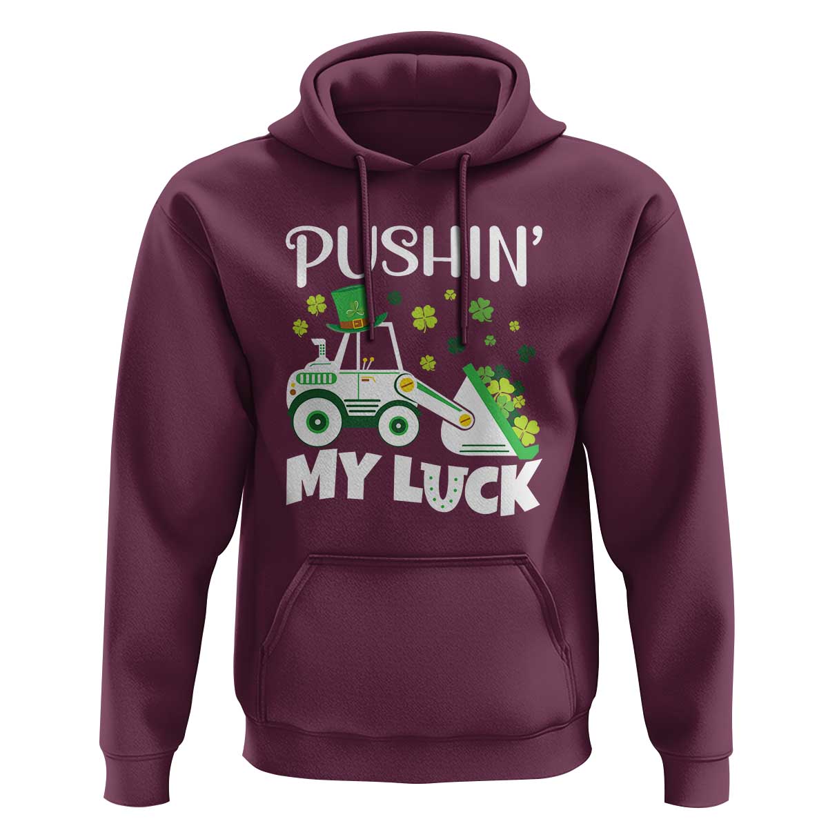 St Patricks Day Boys Truck Hoodie Pushing My Luck Tractor Toy Lover