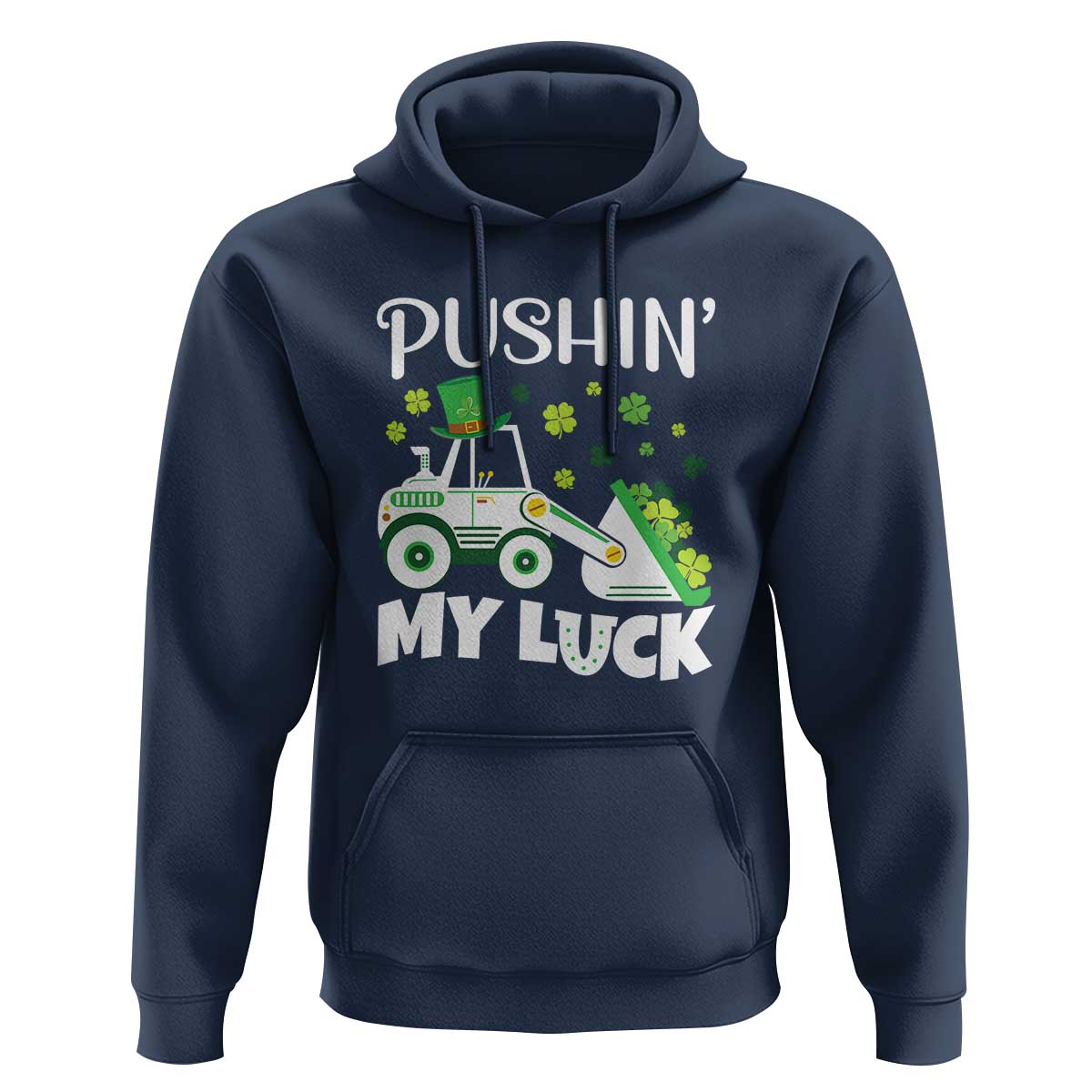 St Patricks Day Boys Truck Hoodie Pushing My Luck Tractor Toy Lover