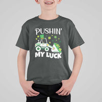 St Patricks Day Boys Truck T Shirt For Kid Pushing My Luck Tractor Toy Lover