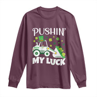St Patricks Day Boys Truck Long Sleeve Shirt Pushing My Luck Tractor Toy Lover