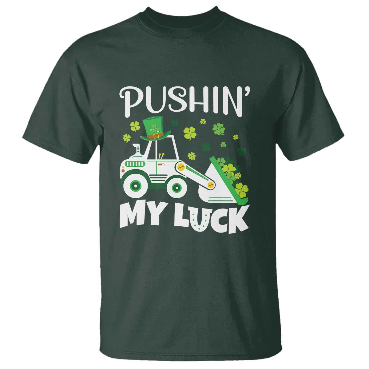 St Patricks Day Boys Truck T Shirt Pushing My Luck Tractor Toy Lover