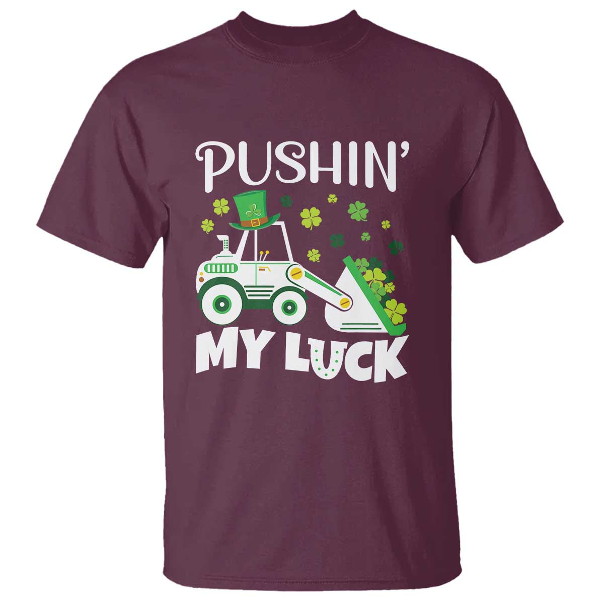 St Patricks Day Boys Truck T Shirt Pushing My Luck Tractor Toy Lover