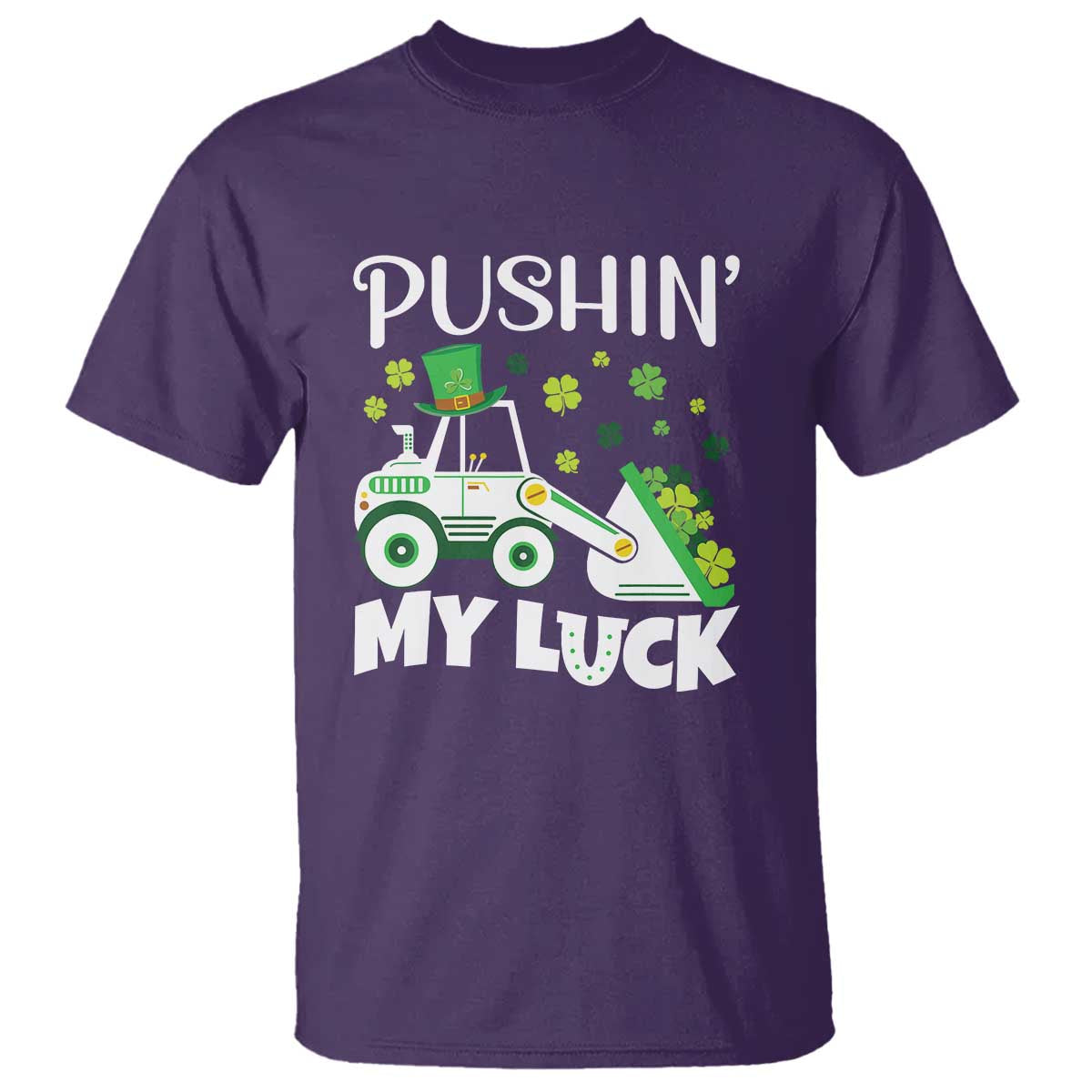 St Patricks Day Boys Truck T Shirt Pushing My Luck Tractor Toy Lover