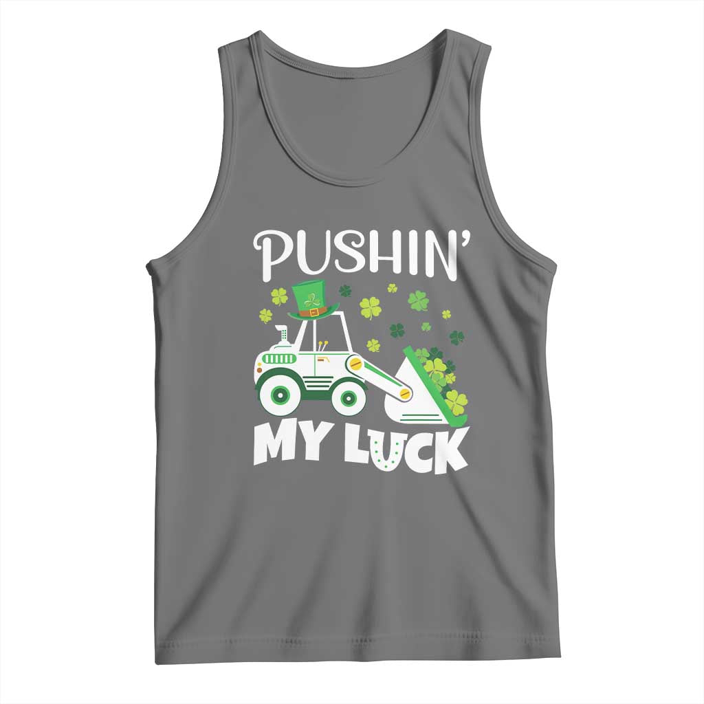 St Patricks Day Boys Truck Tank Top Pushing My Luck Tractor Toy Lover