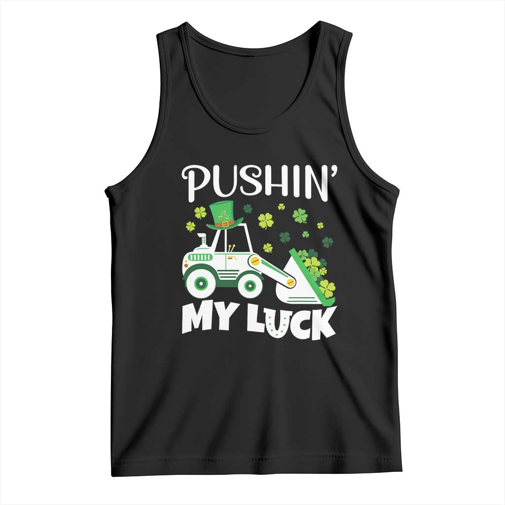 St Patricks Day Boys Truck Tank Top Pushing My Luck Tractor Toy Lover