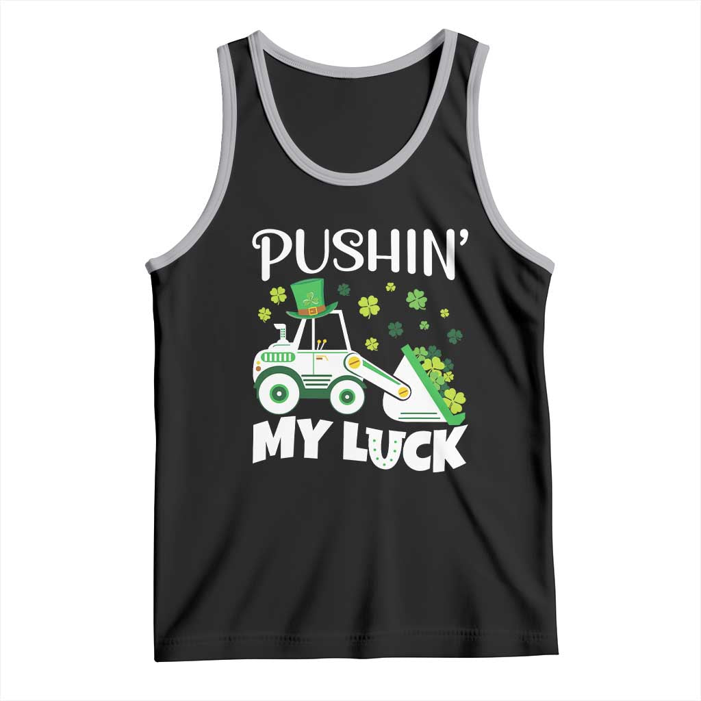 St Patricks Day Boys Truck Tank Top Pushing My Luck Tractor Toy Lover