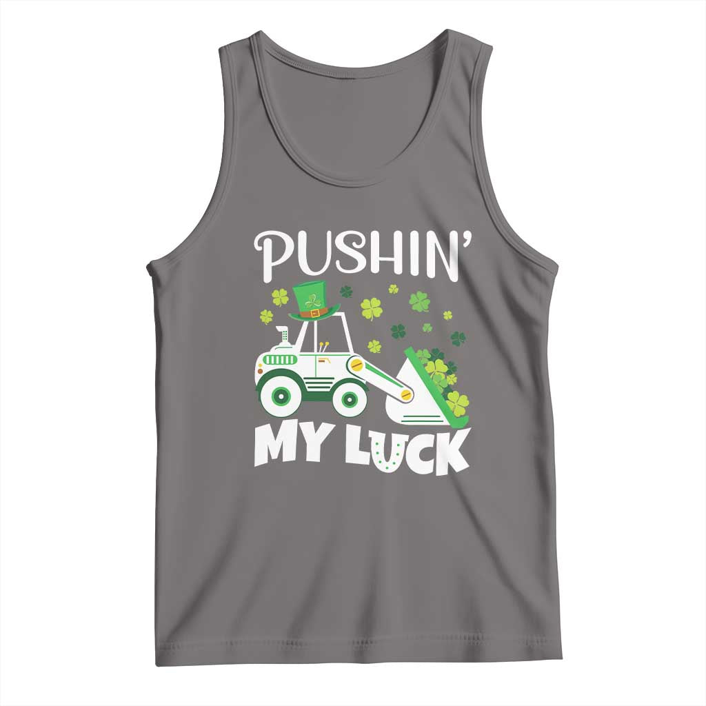 St Patricks Day Boys Truck Tank Top Pushing My Luck Tractor Toy Lover