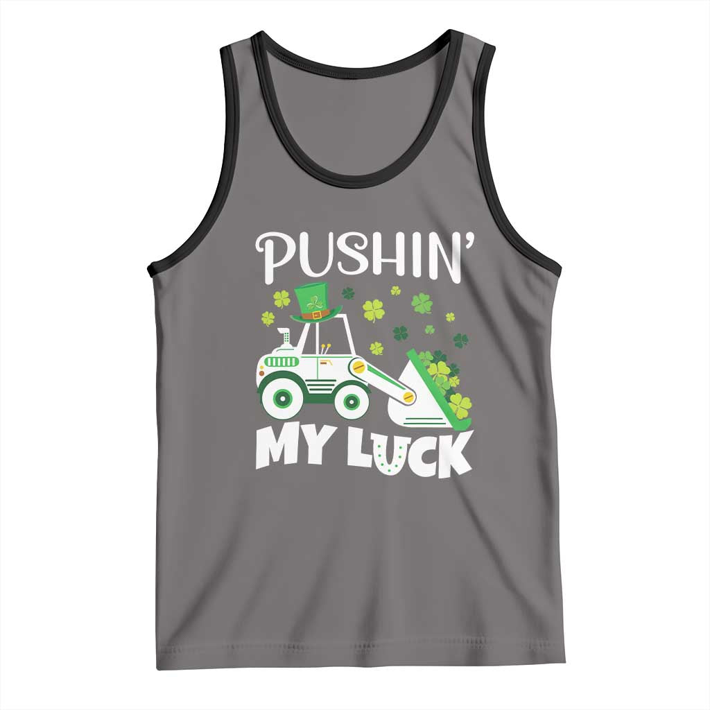 St Patricks Day Boys Truck Tank Top Pushing My Luck Tractor Toy Lover
