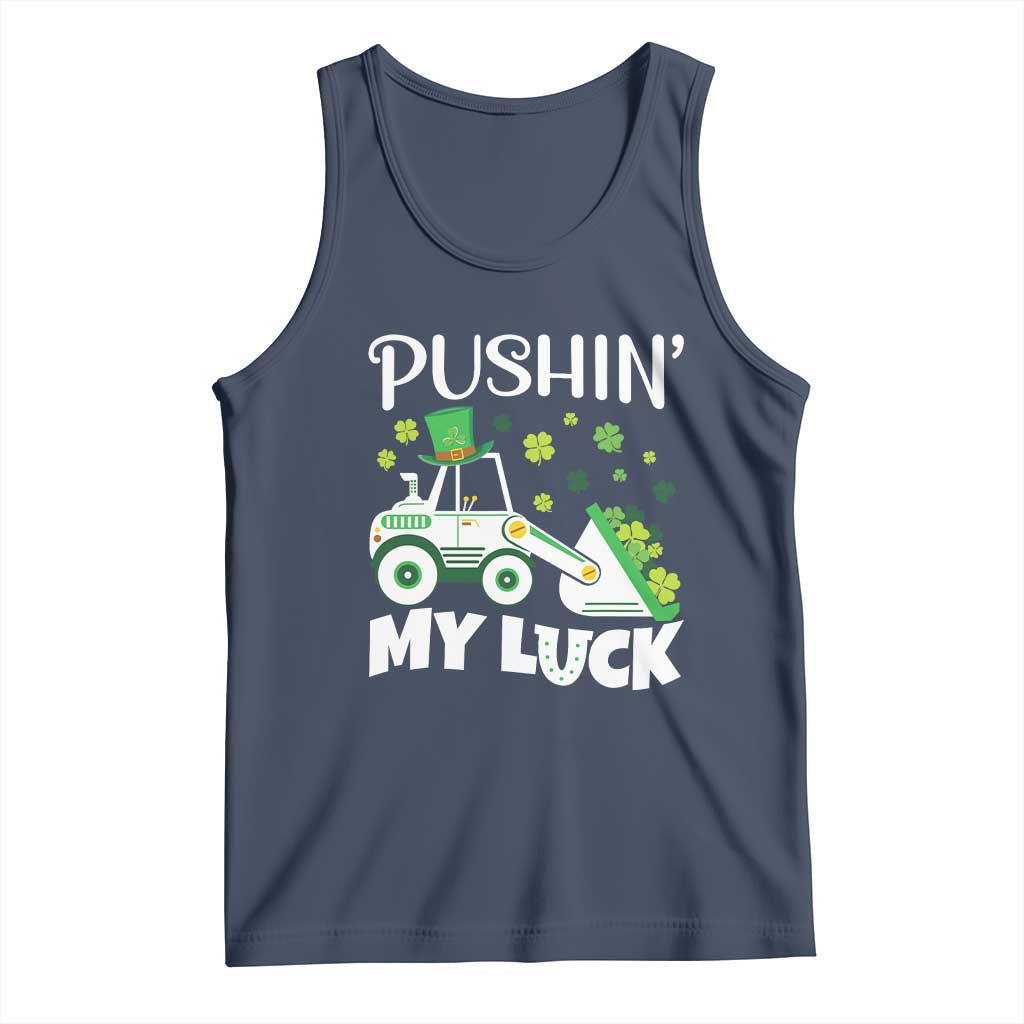 St Patricks Day Boys Truck Tank Top Pushing My Luck Tractor Toy Lover