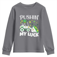 St Patricks Day Boys Truck Youth Sweatshirt Pushing My Luck Tractor Toy Lover