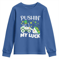 St Patricks Day Boys Truck Youth Sweatshirt Pushing My Luck Tractor Toy Lover