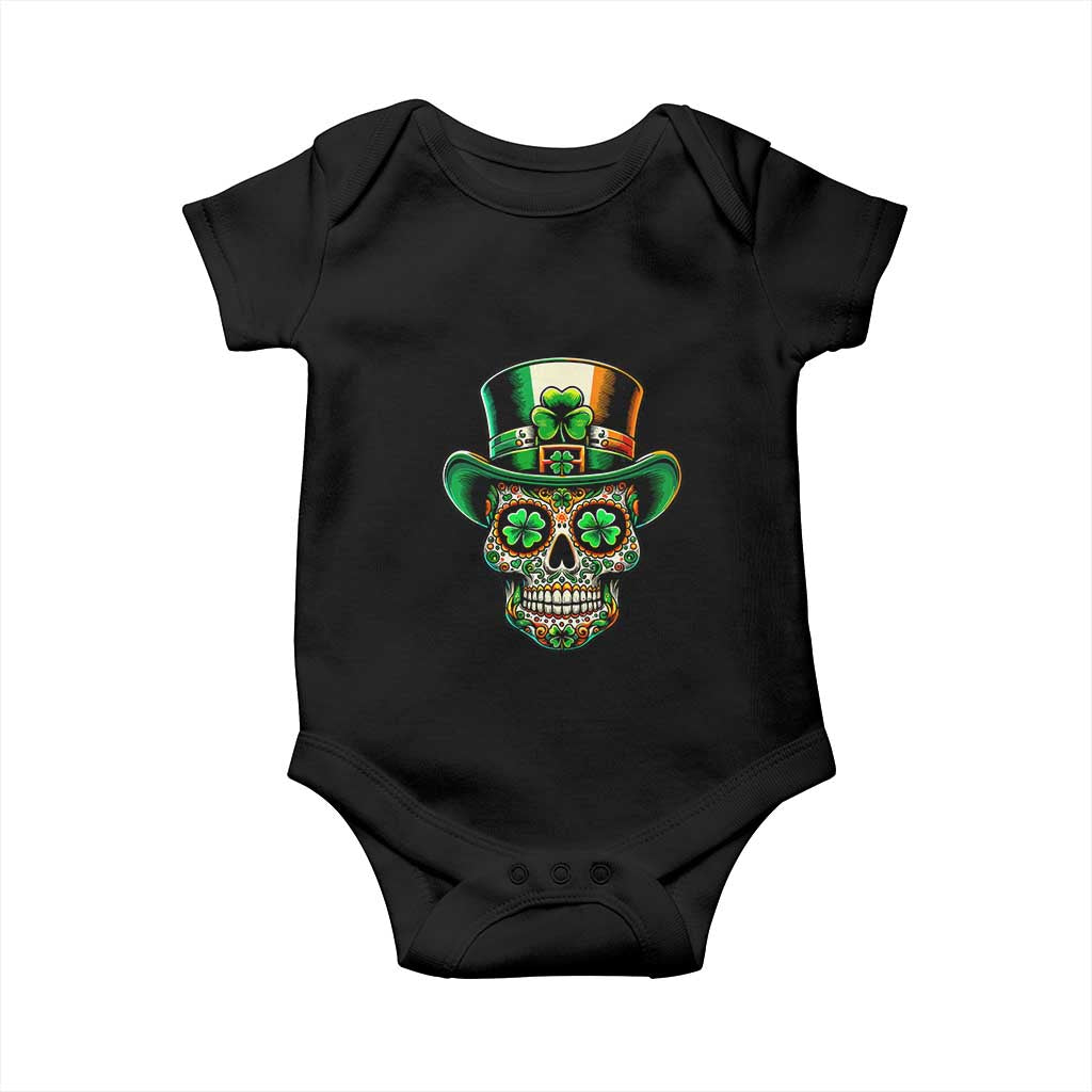 San Patties Irish Sugar Skull Baby Onesie St Patricks Day Of The Dead