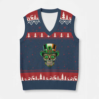 San Patties Irish Sugar Skull V-Neck Knit Sweater Vest St Patricks Day Of The Dead - Wonder Print Shop