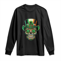 San Patties Irish Sugar Skull Long Sleeve Shirt St Patricks Day Of The Dead