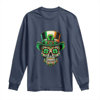 San Patties Irish Sugar Skull Long Sleeve Shirt St Patricks Day Of The Dead