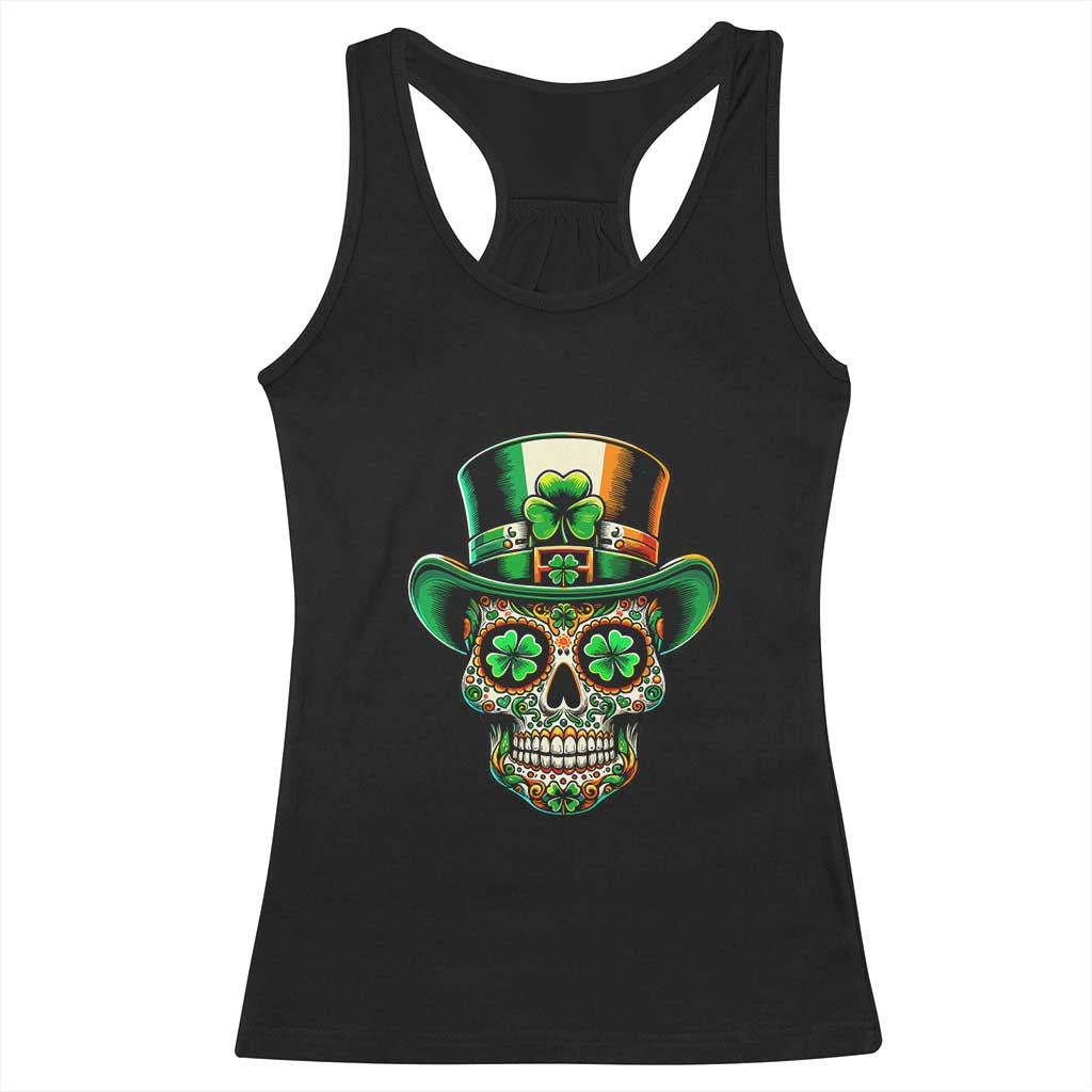 San Patties Irish Sugar Skull Racerback Tank Top St Patricks Day Of The Dead