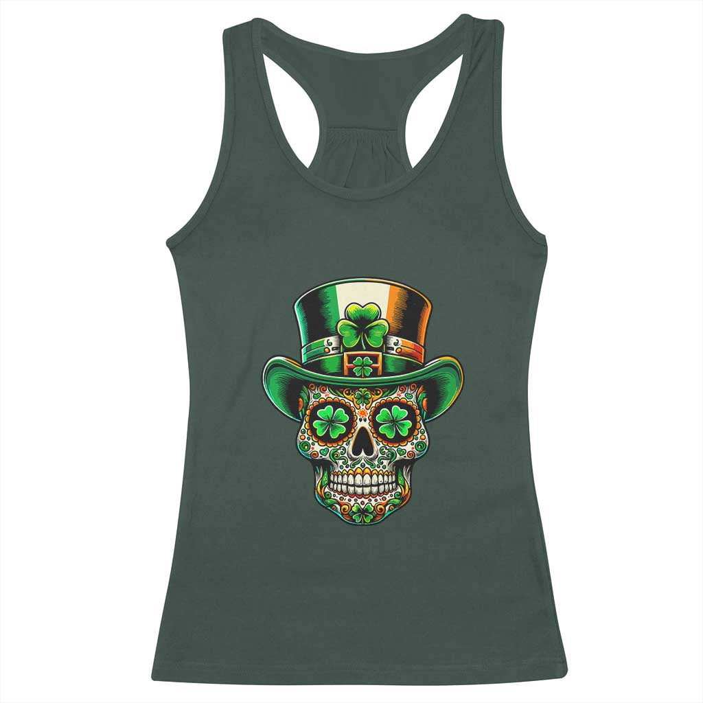 San Patties Irish Sugar Skull Racerback Tank Top St Patricks Day Of The Dead