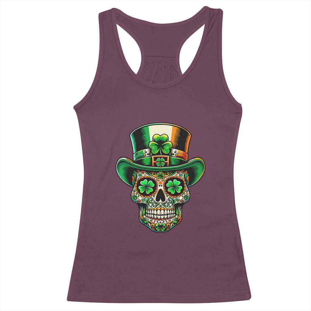 San Patties Irish Sugar Skull Racerback Tank Top St Patricks Day Of The Dead