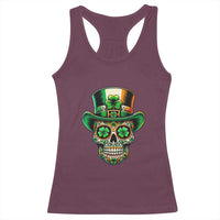 San Patties Irish Sugar Skull Racerback Tank Top St Patricks Day Of The Dead
