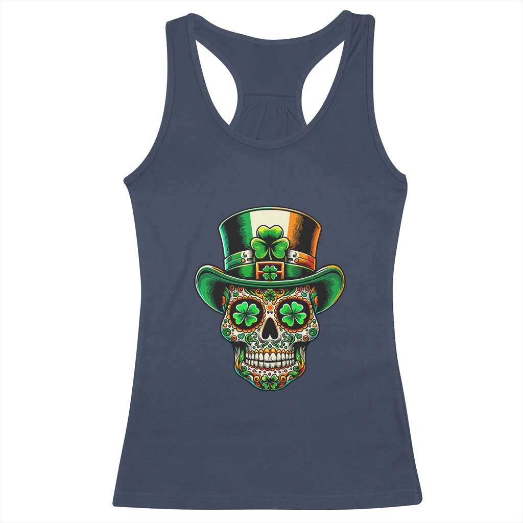 San Patties Irish Sugar Skull Racerback Tank Top St Patricks Day Of The Dead