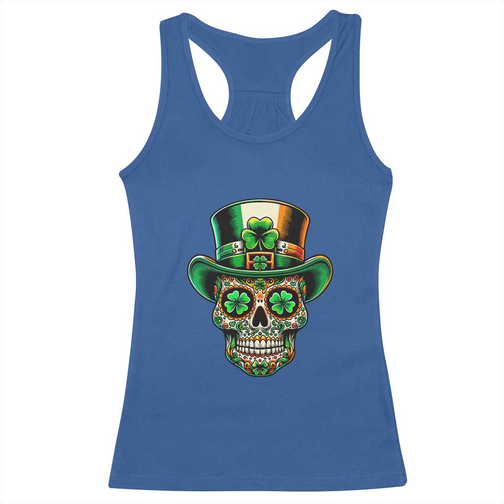 San Patties Irish Sugar Skull Racerback Tank Top St Patricks Day Of The Dead