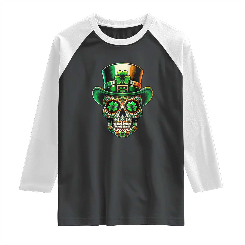 San Patties Irish Sugar Skull Raglan Shirt St Patricks Day Of The Dead