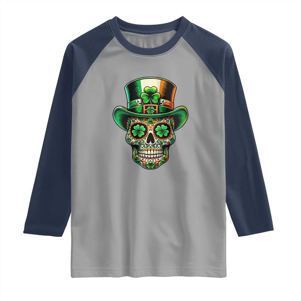 San Patties Irish Sugar Skull Raglan Shirt St Patricks Day Of The Dead