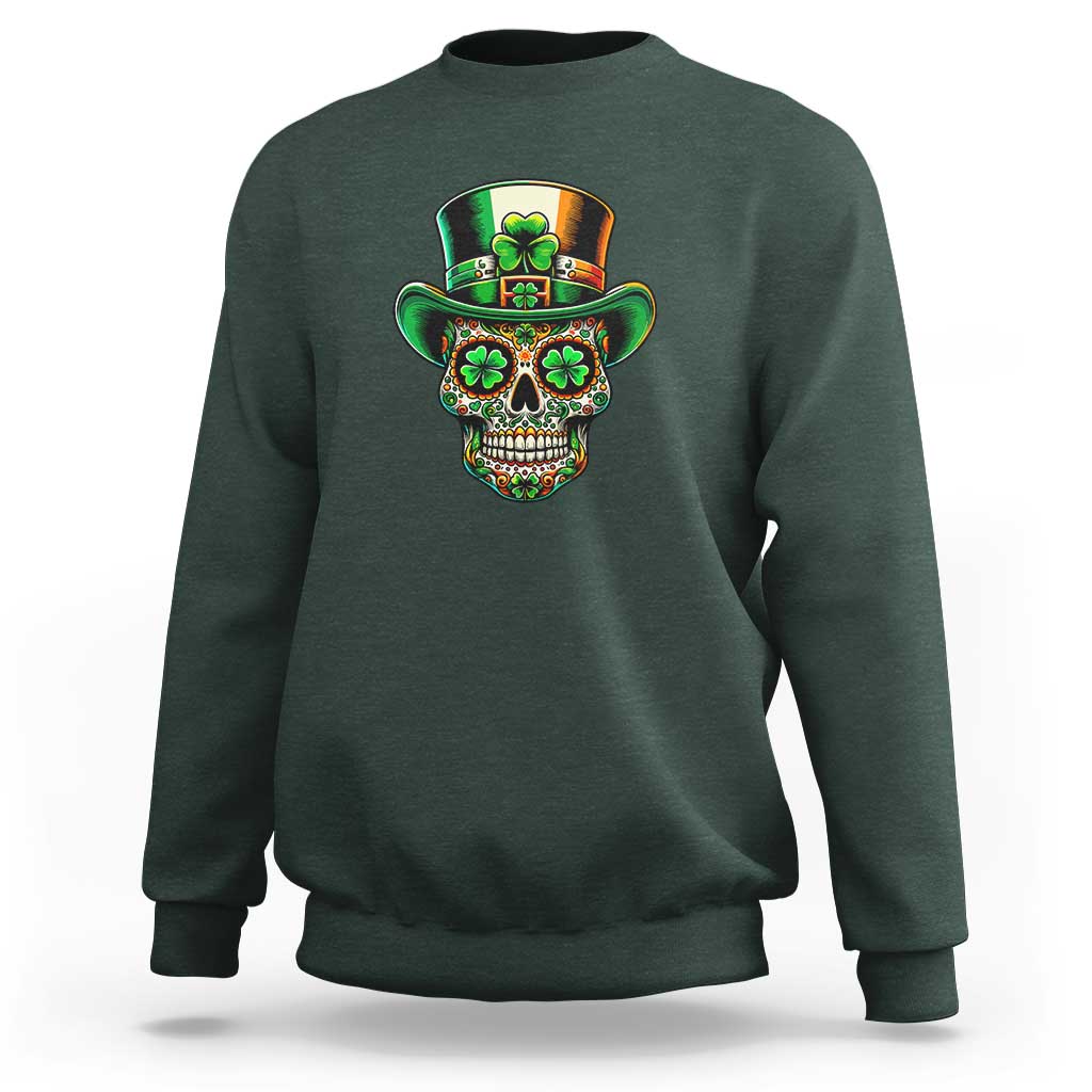 San Patties Irish Sugar Skull Sweatshirt St Patricks Day Of The Dead