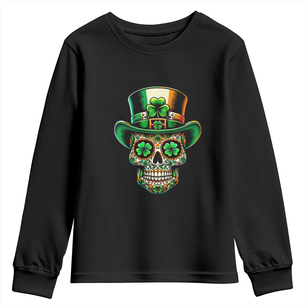San Patties Irish Sugar Skull Youth Sweatshirt St Patricks Day Of The Dead
