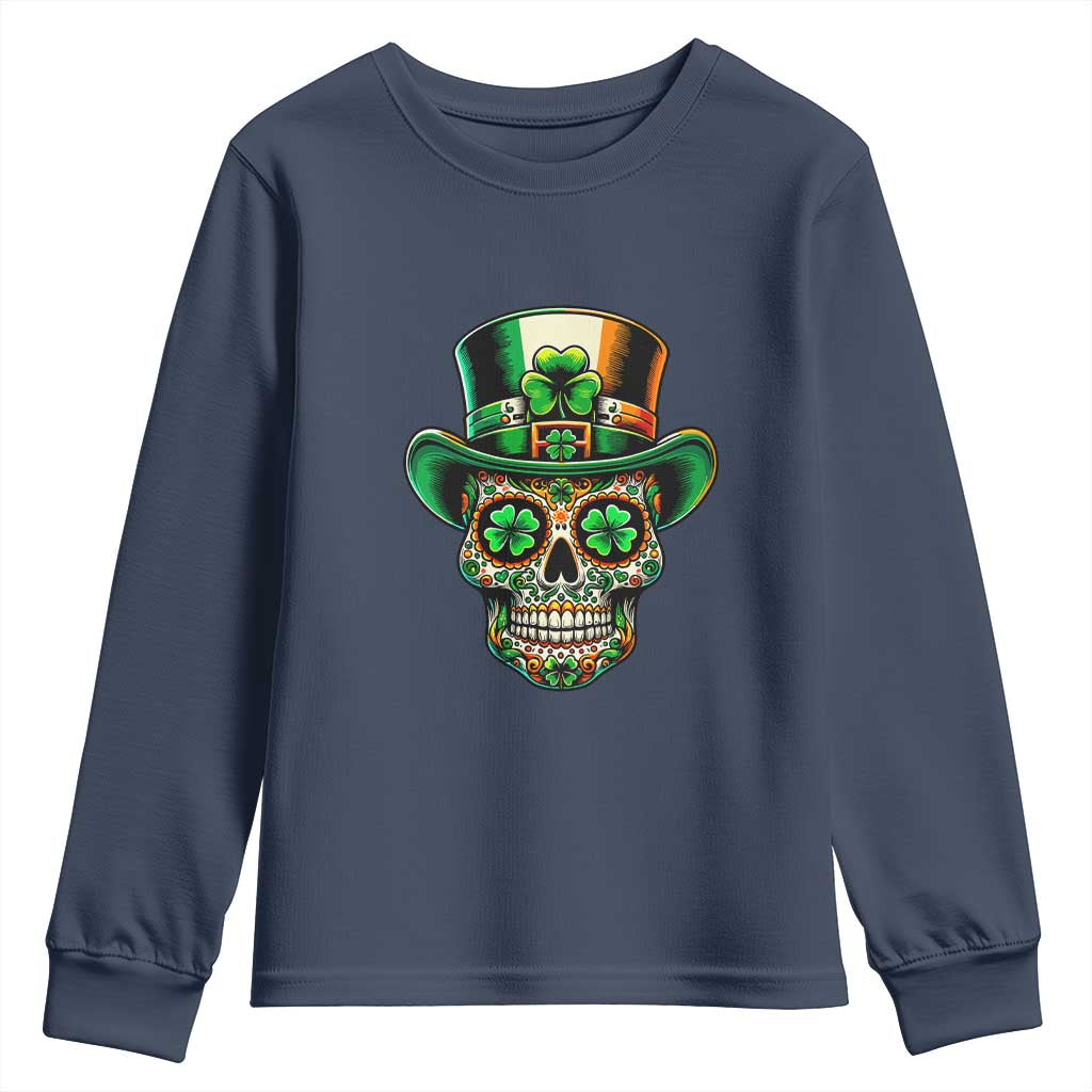 San Patties Irish Sugar Skull Youth Sweatshirt St Patricks Day Of The Dead