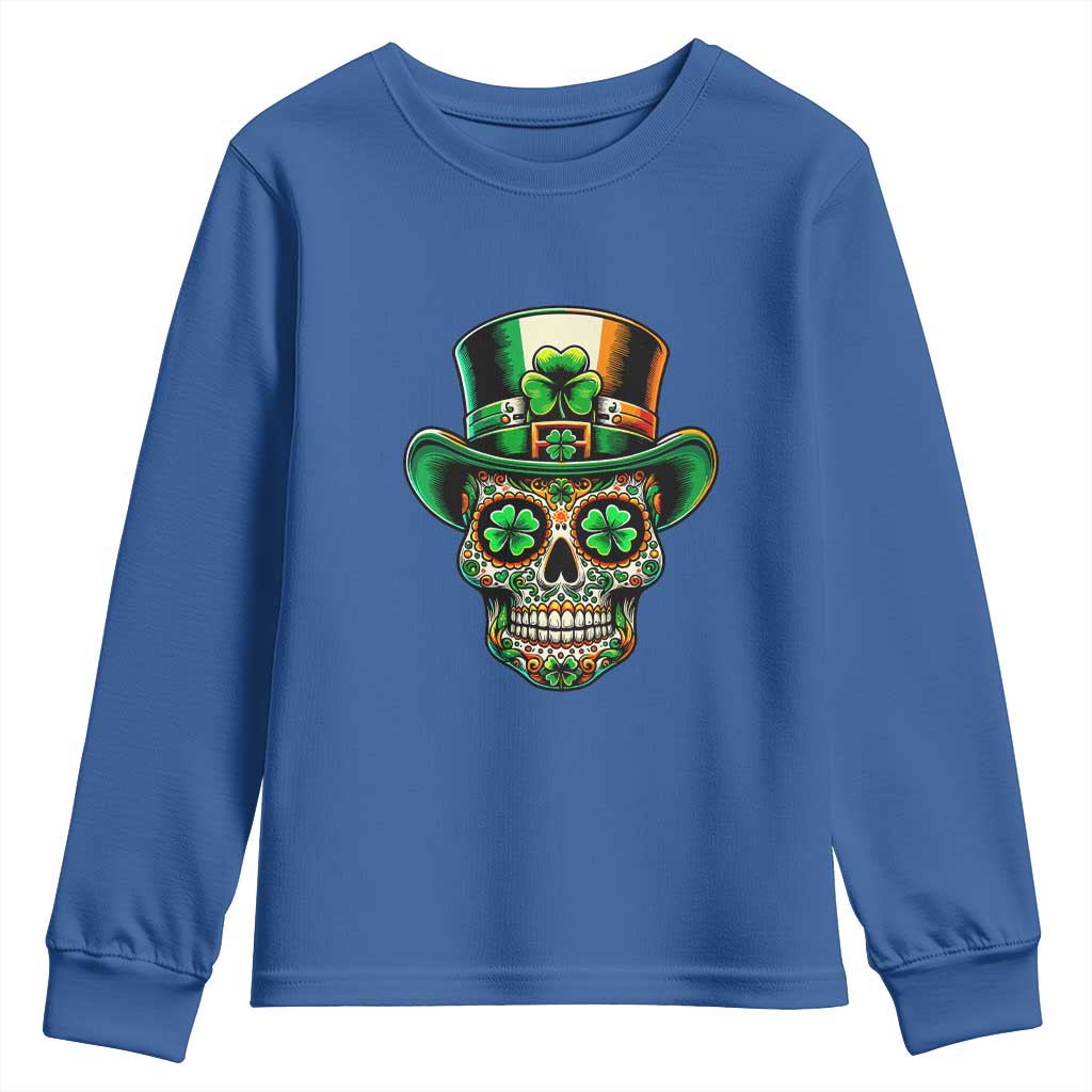San Patties Irish Sugar Skull Youth Sweatshirt St Patricks Day Of The Dead