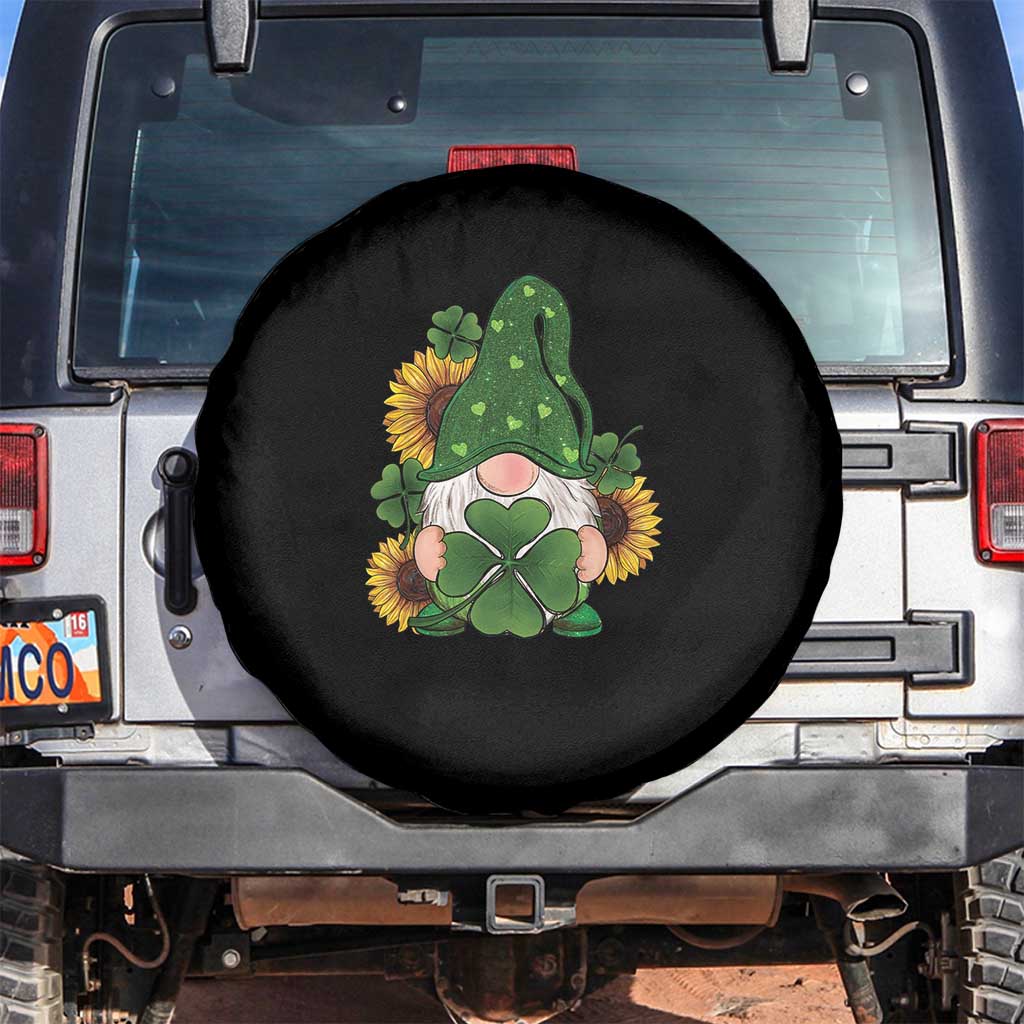 St Patrick's Day Cute Gnomes Spare Tire Cover Holding Shamrock Sunflower