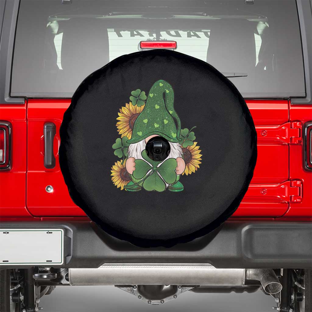 St Patrick's Day Cute Gnomes Spare Tire Cover Holding Shamrock Sunflower