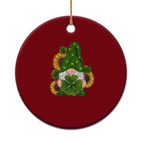 St Patrick's Day Cute Gnomes Ceramic Ornament Holding Shamrock Sunflower - Wonder Print Shop