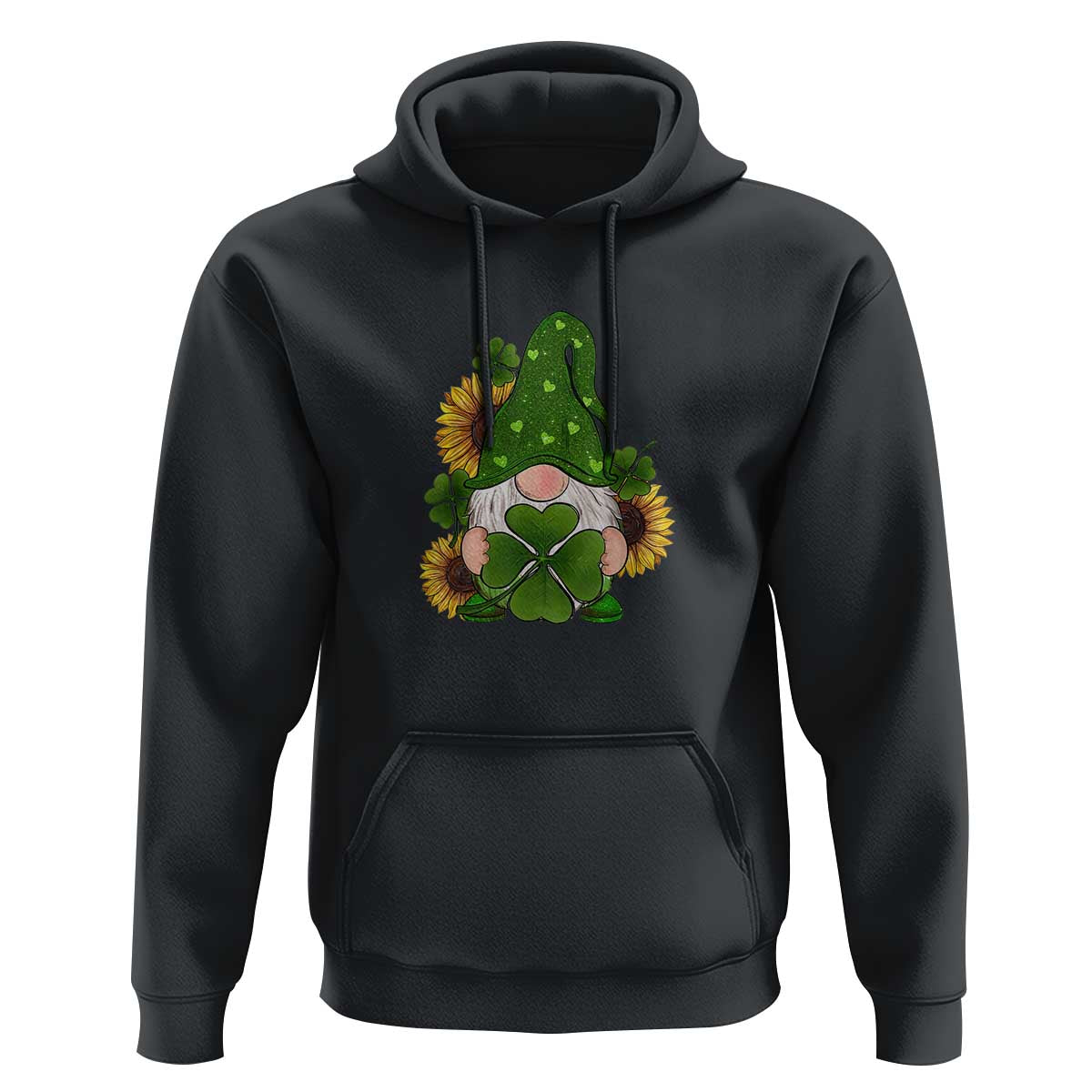 St Patrick's Day Cute Gnomes Hoodie Holding Shamrock Sunflower