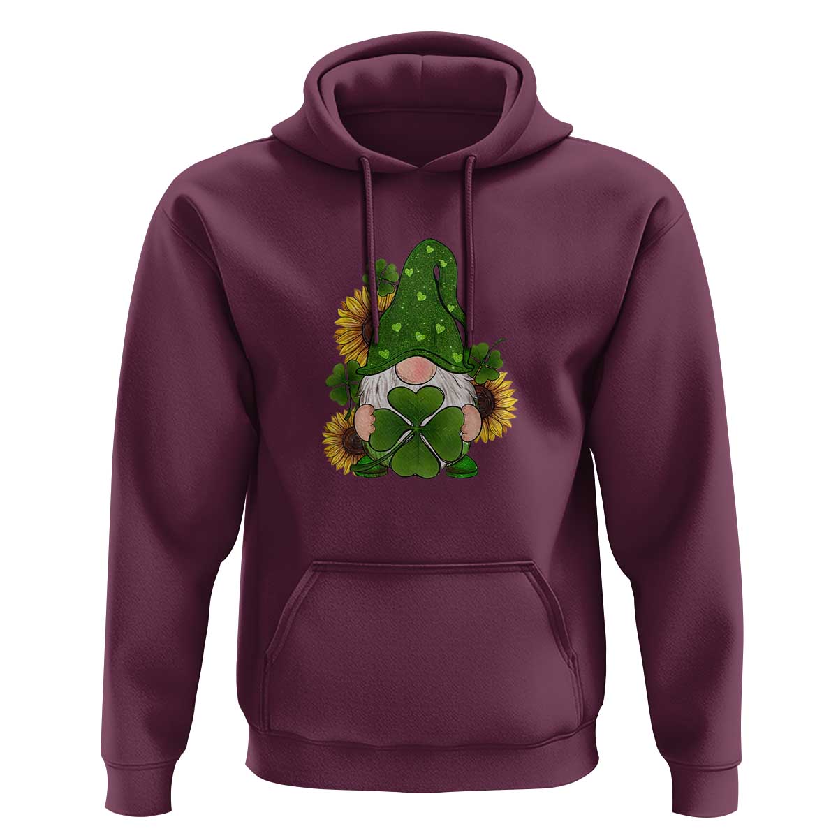 St Patrick's Day Cute Gnomes Hoodie Holding Shamrock Sunflower