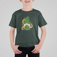 St Patrick's Day Cute Gnomes T Shirt For Kid Holding Shamrock Sunflower