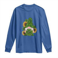 St Patrick's Day Cute Gnomes Long Sleeve Shirt Holding Shamrock Sunflower