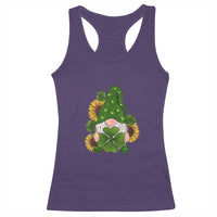 St Patrick's Day Cute Gnomes Racerback Tank Top Holding Shamrock Sunflower