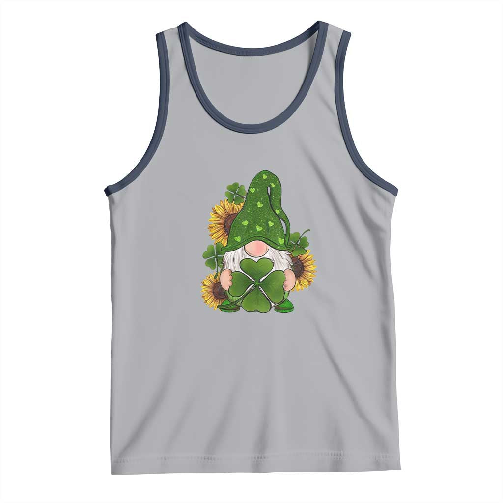 St Patrick's Day Cute Gnomes Tank Top Holding Shamrock Sunflower