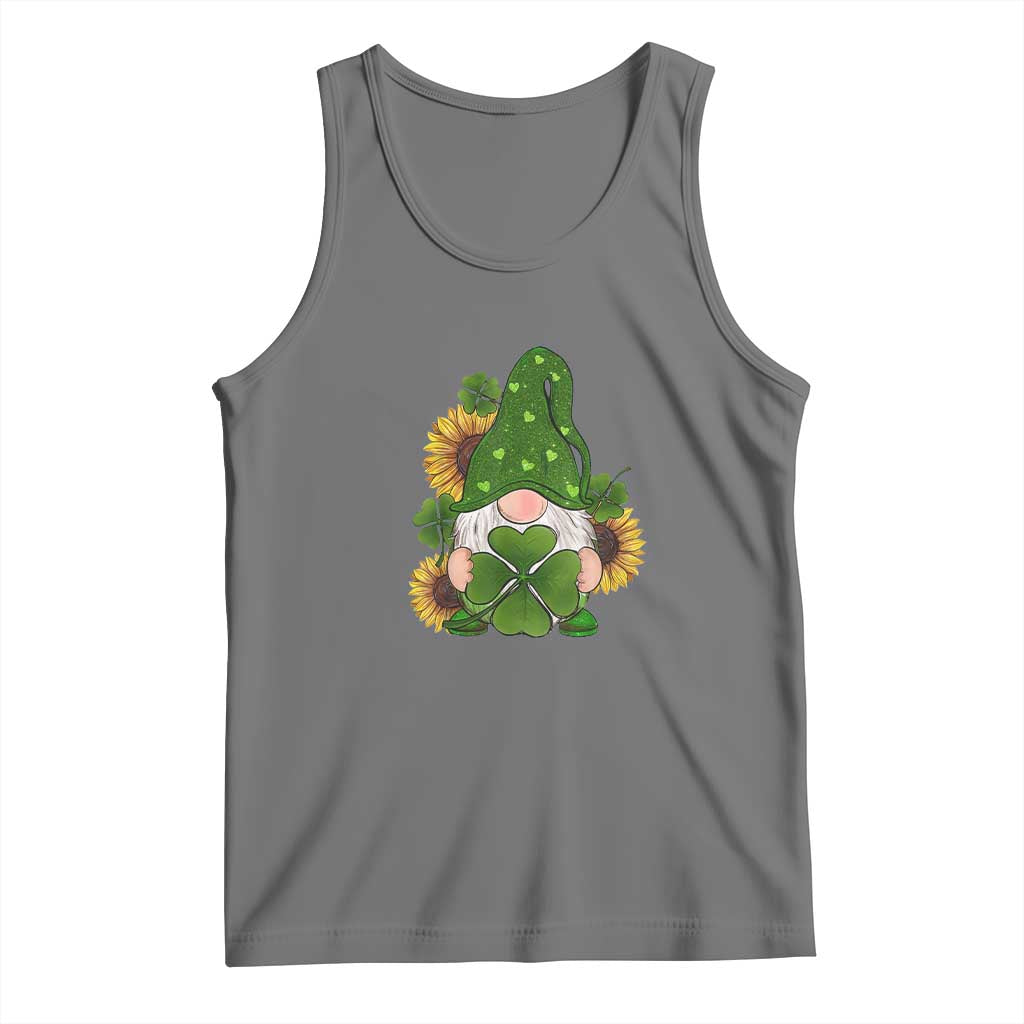 St Patrick's Day Cute Gnomes Tank Top Holding Shamrock Sunflower