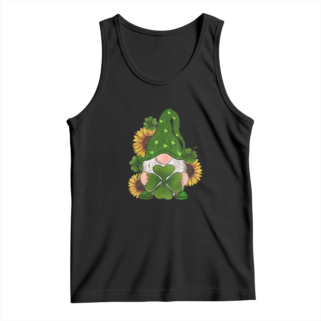 St Patrick's Day Cute Gnomes Tank Top Holding Shamrock Sunflower