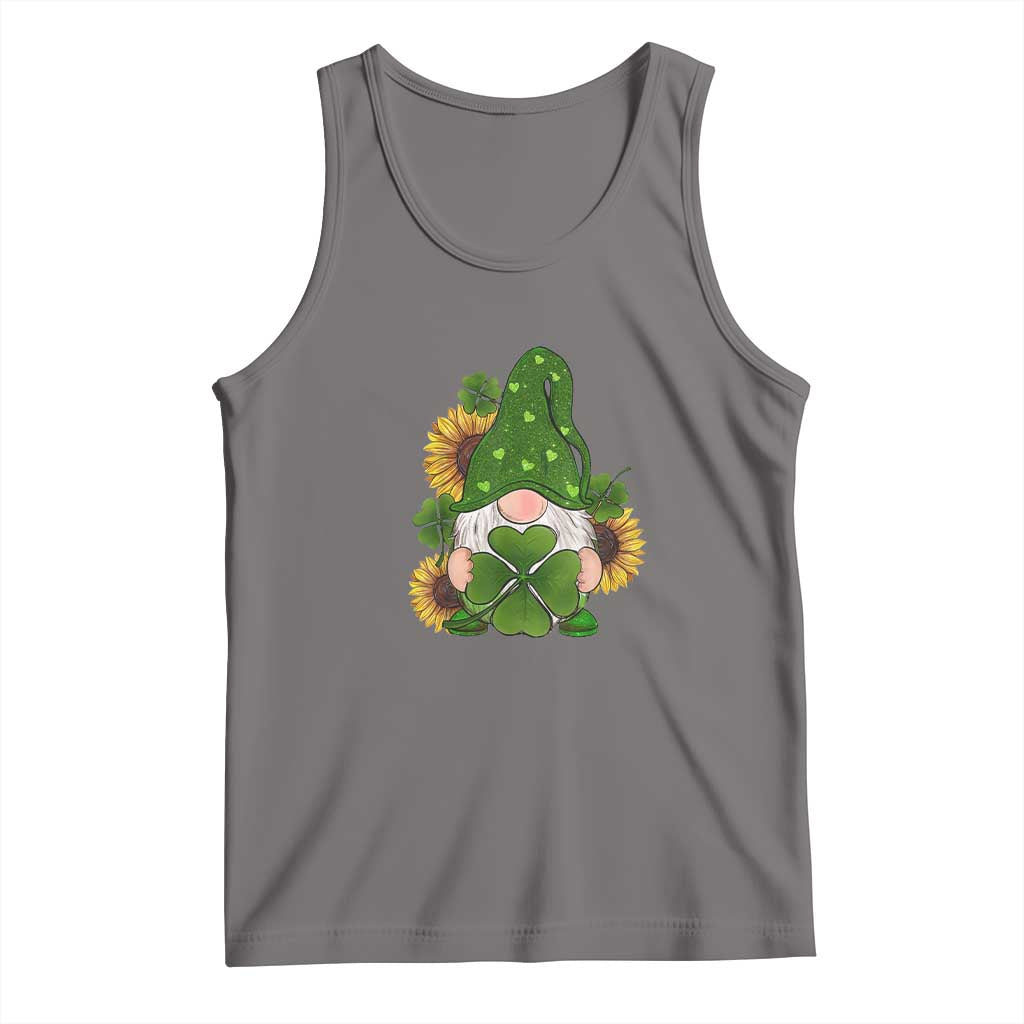 St Patrick's Day Cute Gnomes Tank Top Holding Shamrock Sunflower