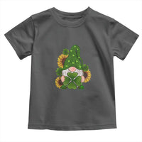 St Patrick's Day Cute Gnomes Toddler T Shirt Holding Shamrock Sunflower