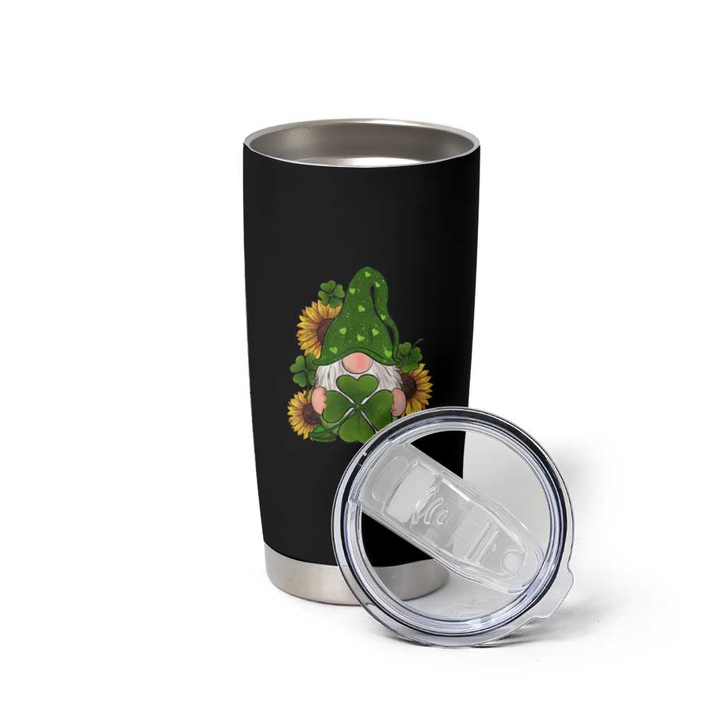 St Patrick's Day Cute Gnomes Tumbler Cup Holding Shamrock Sunflower
