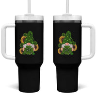 St Patrick's Day Cute Gnomes Tumbler With Handle Holding Shamrock Sunflower