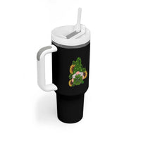 St Patrick's Day Cute Gnomes Tumbler With Handle Holding Shamrock Sunflower