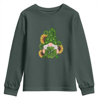 St Patrick's Day Cute Gnomes Youth Sweatshirt Holding Shamrock Sunflower
