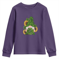 St Patrick's Day Cute Gnomes Youth Sweatshirt Holding Shamrock Sunflower